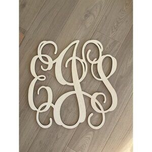 EJS Custom Wooden Monogram Wall Art Decor Unfinished Birch Wood Cutout 18 Inches